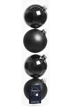 Набор стеклянных шаров матовых и глянцевых, цвет: черный, 100 мм, 4 шт., Winter Deco