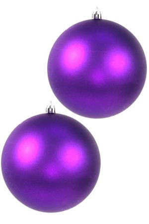 Набор однотонных пластиковых шаров матовых, цвет: фиолетовый, 120 мм, упаковка 2 шт., Winter Decoration