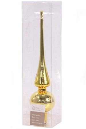Елочная верхушка ROYAL CLASSIC, стеклянная, глянцевая, цвет: золотой, 260 мм, Kaemingk