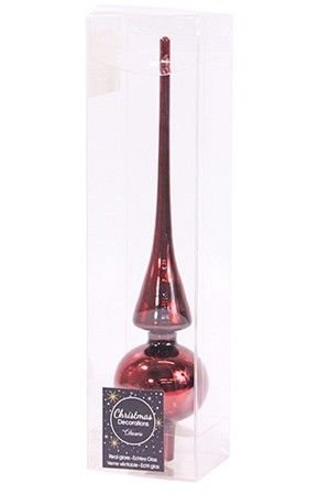 Елочная верхушка ROYAL CLASSIC, стеклянная, глянцевая, цвет: бордовый, 260 мм, Kaemingk
