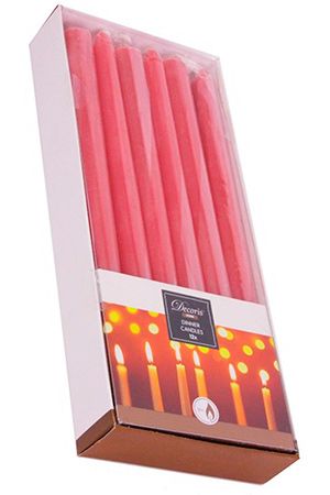 Свечи столовые КЛАССИКА, красные, 25 см (упаковка 12 шт.), время горения 8 часов, Kaemingk
