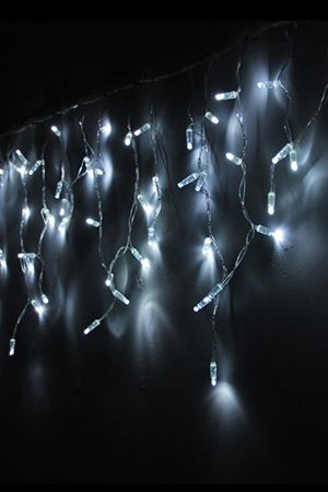 Светодиодная бахрома, 112 холодных белых LED, влагозащитный колпачок, 3х0.5 м, коннектор, прозрачный провод, уличные, Rich LED