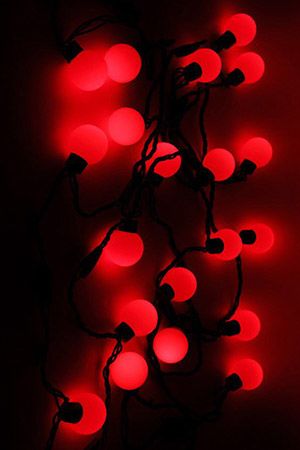 Светодиодная гирлянда БОЛЬШИЕ шарики, 20 красных LED, 5 м, коннектор, черный провод, уличная, Rich LED