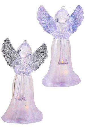 Светящаяся ёлочная игрушка АНГЕЛ С ДУДОЧКОЙ, пластик, RGB LED-огонь, 11.5 см, батарейки, разные модели, Koopman International