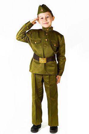 Детская военная форма СОЛДАТ Люкс (с брюками), на рост 140-152 см, 8-10 лет, Бока