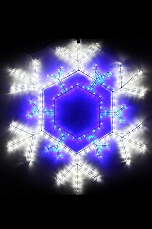 Светодиодная СНЕЖИНКА КЛАССИЧЕСКАЯ, дюралайт, 234 синих/холодных белых LED-огня, 52 см, коннектор, уличная, SNOWHOUSE