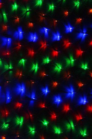 Электрогирлянда СЕТКА, 300 разноцветных LED огней 2х1.5 м, контроллер, прозрачный провод, уличная, SNOWHOUSE