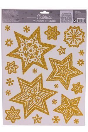 Новогодние наклейки для окна ЗВЁЗДНАЯ РОМАНТИКА - Звевдопад, золотые, 30х42 см, Koopman International