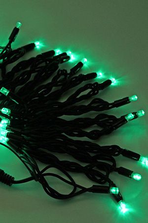 Электрогирлянда НИТЬ, 120 зелёных LED огней, 12+1.5 м, чёрный провод резина+PVC, коннектор, уличная, SNOWHOUSE