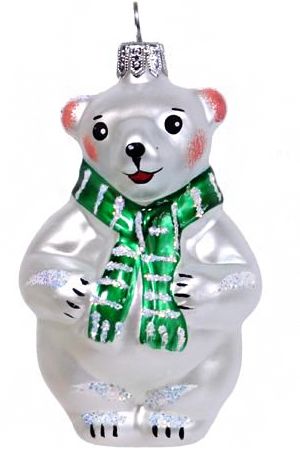 Елочная игрушка МЕДВЕЖОНОК УМКА, зелёный шарф, 85 мм, Елочка