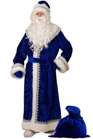 Костюм Деда Мороза велюровый синий, размер 54-56, Батик