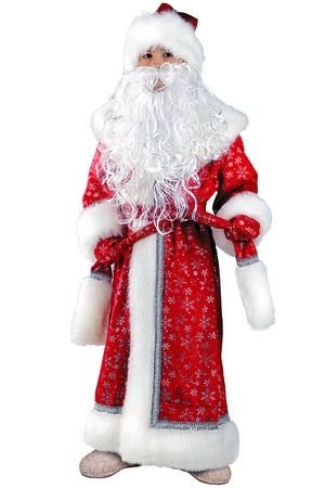 Карнавальный костюм Дед Мороз плюшевый, красный, рост 128 см, Батик