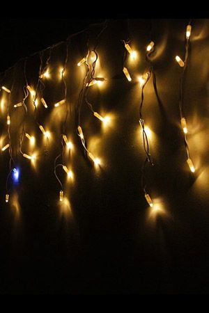 Светодиодная бахрома мерцающая, 144 теплых белых LED, влагозащитный колпачок, 3х0.9 м, коннектор, белый провод, уличные, Rich LED