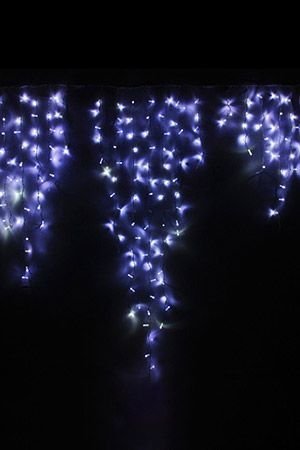 Светодиодная бахрома длинная, 184 холодных белых LED, 2.4х2.2+1.5 м, влагозащитный колпачок, мерцающая, белый провод, уличная, Rich LED