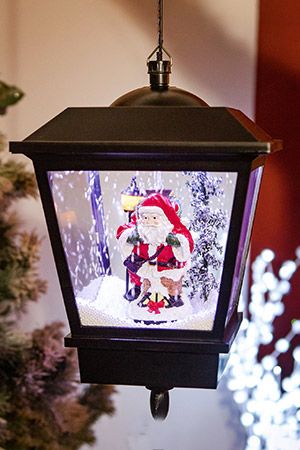 Новогодний фонарик снежный СКАЗОЧНЫЙ ВЕЧЕР с Сантой, чёрный, тёплый белый LED-огонь, музыка, 45 см, Peha Magic
