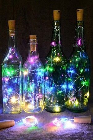 Гирлянда-пробка для бутылки РОСА, 8 разноцветных микро LED-огней, 75 см, серебряный провод, батарейки, Koopman International