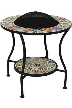 Садовый стол с чашей для костра АНДАЛУСИЯ, металл, мозаика, 58x54 см, Kaemingk