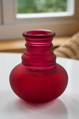 Стеклянная ваза ГРАНАДА, матовая, бордовая, 16х14 см, Edelman