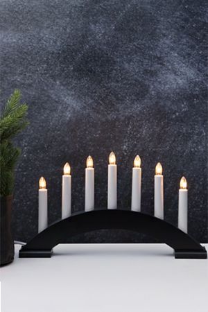 Светильник-горка рождественская БЕЙА (чёрный) на 7 свечей, 39х22 см, STAR trading