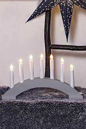 Светильник-горка рождественская БЕЙА (светло-серый) на 7 свечей, 39х22 см, STAR trading