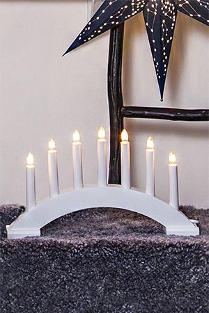 Светильник-горка рождественская БЕЙА (белый) на 7 свечей, 39х22 см, STAR trading