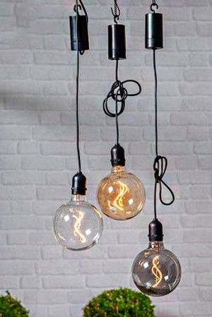 Подвесной светящийся стеклянный шар ЭДМОН, прозрачный, тёплая белая филаментная LED-лампа, 12.5х19.5 см, таймер, батарейки, уличный, STAR trading