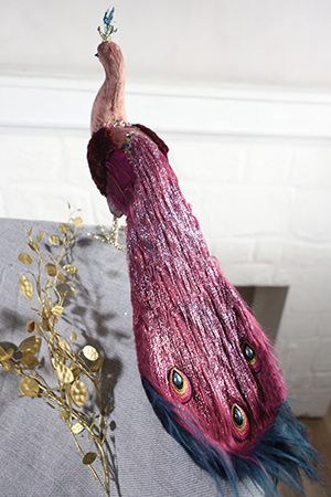 Интерьерное украшение ПРИНЦ ПАВЛИН, перо, фомиаран, розовый, 52х20х33 см, Edelman, Noel (Katherine's style)
