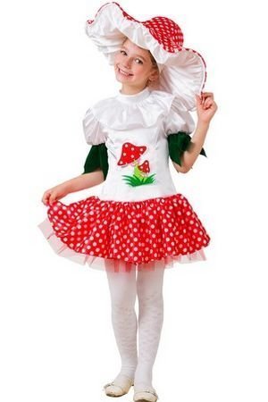 Карнавальный костюм Грибок девочка, размер 116-60, Батик