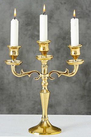 Канделябр ВАРРАС под 3 свечи, золотой, 26 см, Boltze