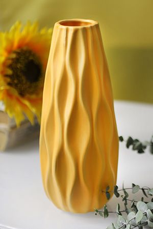 Керамическая ваза ЛУАНА, жёлтая, 24х10 см, Boltze