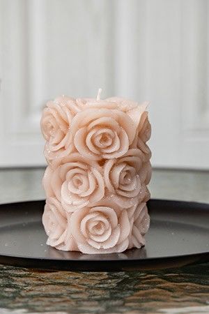 Дизайнерская свеча МЕРЦАЮЩИЕ РОЗЫ, розовый шелк, 7x10 см, Kaemingk (Decoris)