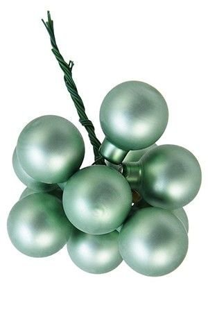 ГРОЗДЬ стеклянных матовых шариков на проволоке, 12 шаров по 25 мм, цвет: зелёный шалфей, Kaemingk (Decoris)