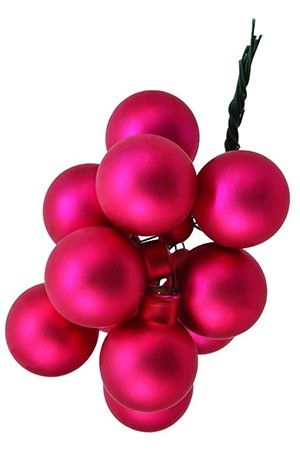 ГРОЗДЬ стеклянных матовых шариков на проволоке, 12 шаров по 25 мм, цвет: малиновый, Kaemingk (Decoris)