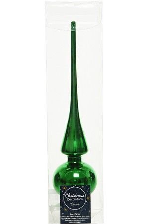 Елочная верхушка ROYAL CLASSIC, стеклянная, глянцевая, цвет: классический зелёный, 260 мм, Kaemingk