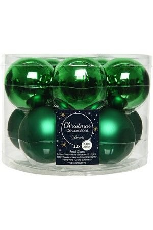 Набор стеклянных шаров матовых и эмалевых, цвет: зелёный, 60 мм, упаковка 10 шт., Kaemingk (Decoris)