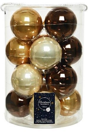 Набор стеклянных шаров Коллекция КОФЕ С ПЕРЛАМУТРОМ, эмалевые и глянцевые, 80 мм, 16 шт., Winter Deco