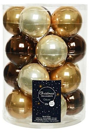 Набор стеклянных шаров Коллекция КОФЕ С ПЕРЛАМУТРОМ, эмалевые и глянцевые, 60 мм, 20 шт., Winter Deco
