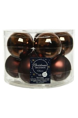 Набор стеклянных шаров матовых и эмалевых, цвет: шоколад, 60 мм, упаковка 10 шт., Kaemingk (Decoris)