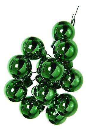 ГРОЗДЬ стеклянных глянцевых шариков на проволоке, 12 шаров по 25 мм, цвет: зелёный, Kaemingk (Decoris)