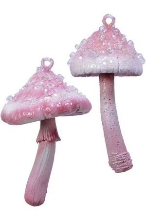 Набор ёлочных игрушек ВОЛШЕБНЫЕ ГРИБЫ, полистоун, нежно-розовый, 6-6.5 см, 2 шт, Kaemingk (Decoris)