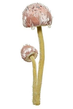 Интерьерное украшение ГРИБНЫЕ ЧУДЕСА с розовой шляпкой, полиэстер, велюр, подвеска, 23 см, Kaemingk