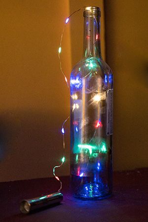 Гирлянда-пробка для бутылки РОСА, 15 разноцветных микро LED-огней, 75 см, серебряный провод, таймер, батарейки, Kaemingk (Lumineo)