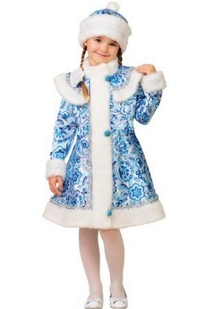 Карнавальный костюм снегурочки Узорная, сатин, рост 134 см, Батик