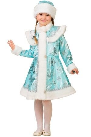 Карнавальный костюм снегурочки Снежинка, бирюзовый, рост 128 см, Батик
