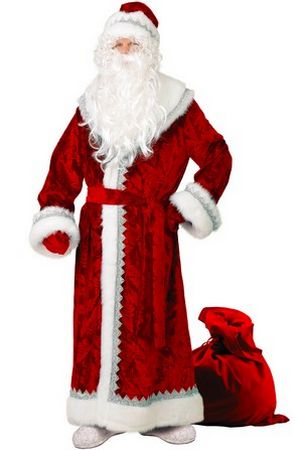 Карнавальный костюм Дед Мороз велюровый, красный, размер 54-56, Батик