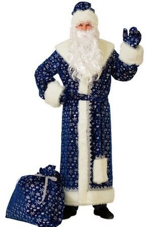 Костюм Деда Мороза Плюшевый синий, размер 54-56, Батик
