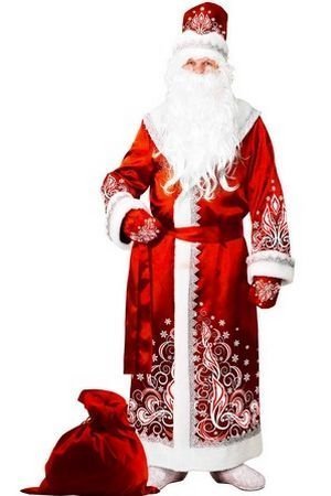 Карнавальный костюм Дед Мороз с аппликацией, красный, размер 54-56, Батик