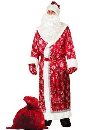 Карнавальный костюм Дед Мороз сатин, красный, размер 54-56, Батик