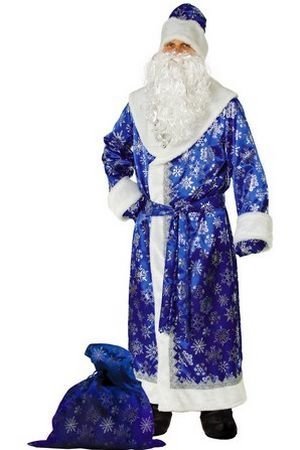 Карнавальный костюм Дед Мороз сатин, синий, размер 54-56, Батик
