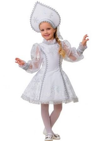 Карнавальный костюм Снегурочка Велюровая, белый, рост 110 см, Батик